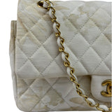 Chanel White Denim/Leather Trim Greek Collection Flower Double Flap Bag 2018