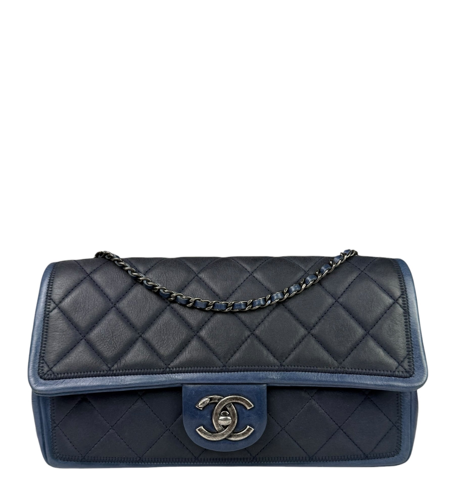 Chanel Paris-Salzburg Blue Bicolor Quilted Flap Bag 2014