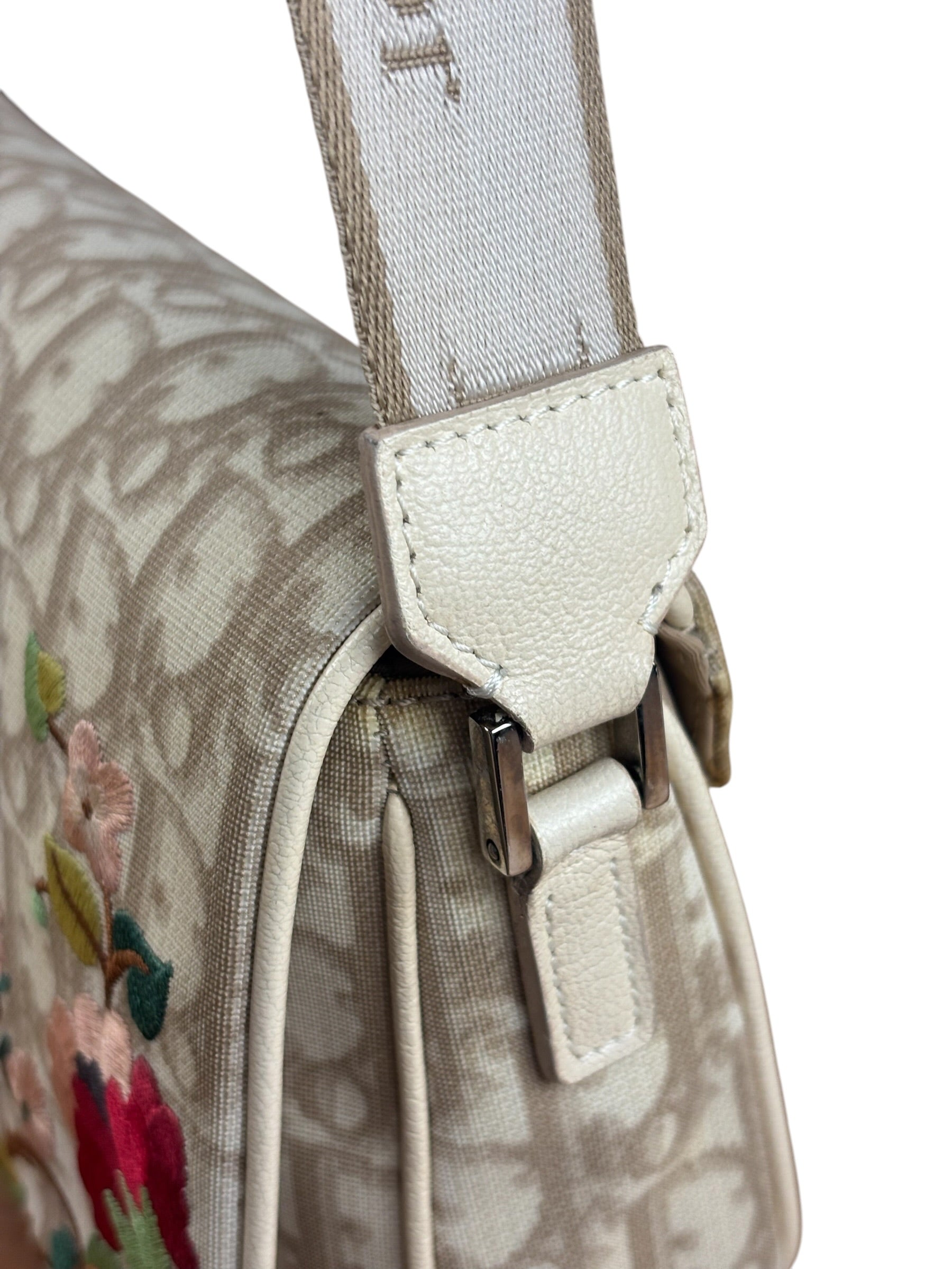 Christian Dior Beige Embroidered Trotter Flap Crossbody Bag