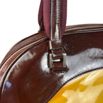Prada Vintage Yellow/Burgundy Patent Leather Bowler Shoulder Bag