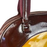 Prada Vintage Yellow/Burgundy Patent Leather Bowler Shoulder Bag