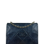 Chanel Black Diamond Stitch Flap CC Bag 1988