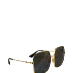 Gucci GG0414S Square Metal Frame Mirrored Lenses Sunglasses