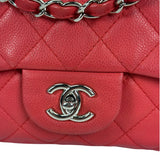 Chanel Red Quilted Caviar Leather Flap Bag 2008