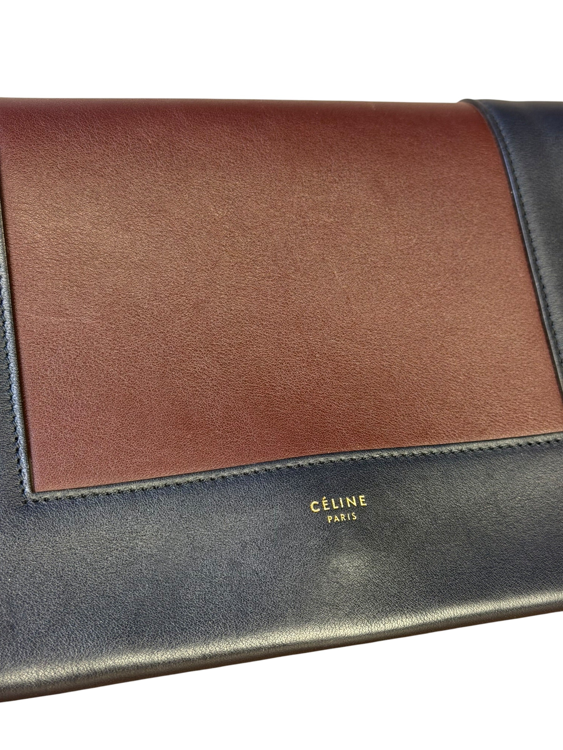 Celine Navy Blue/Burgundy Medium Frame Shoulder Bag
