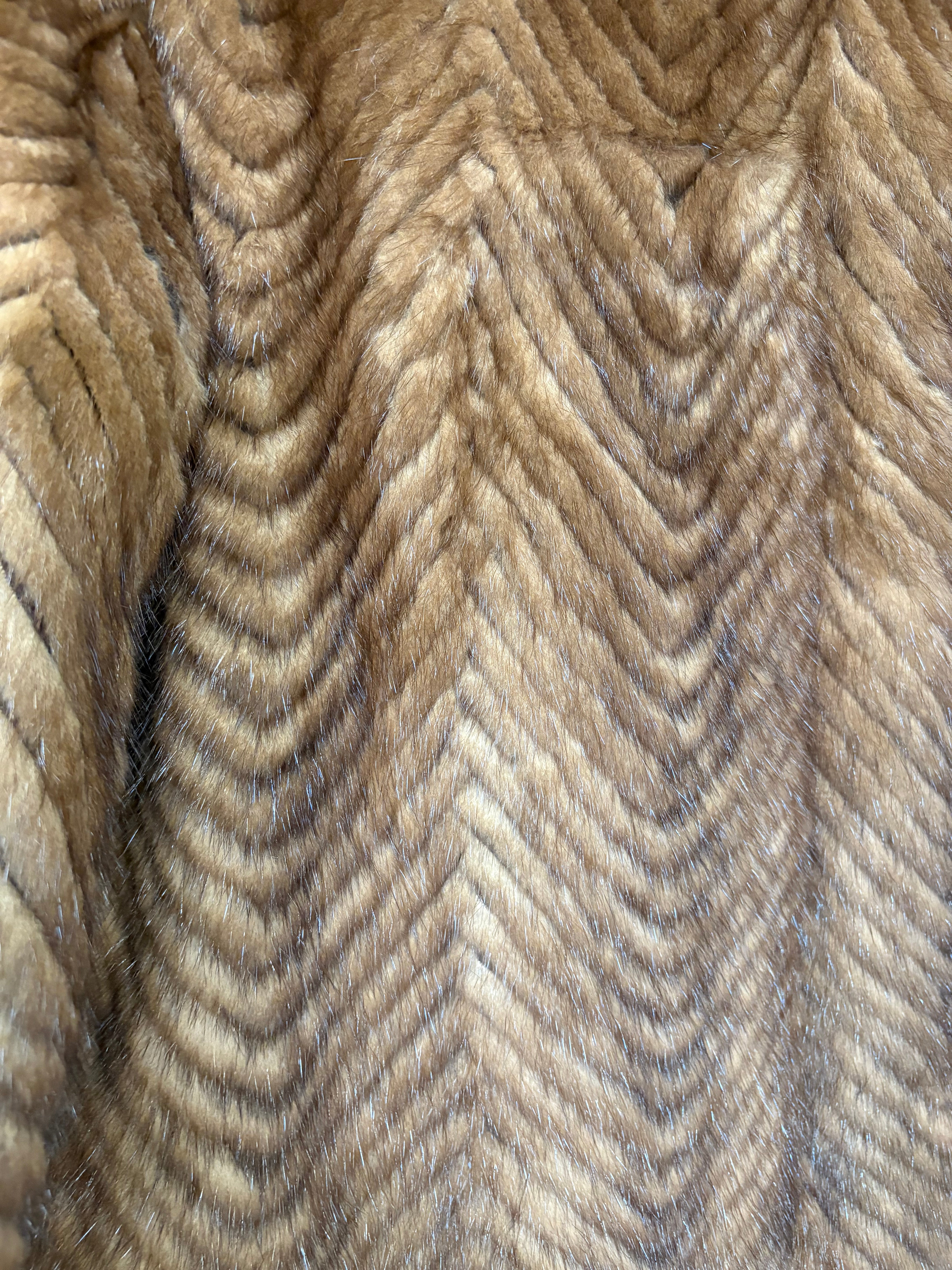 Vintage Brown Chevron Mink Fur Coat