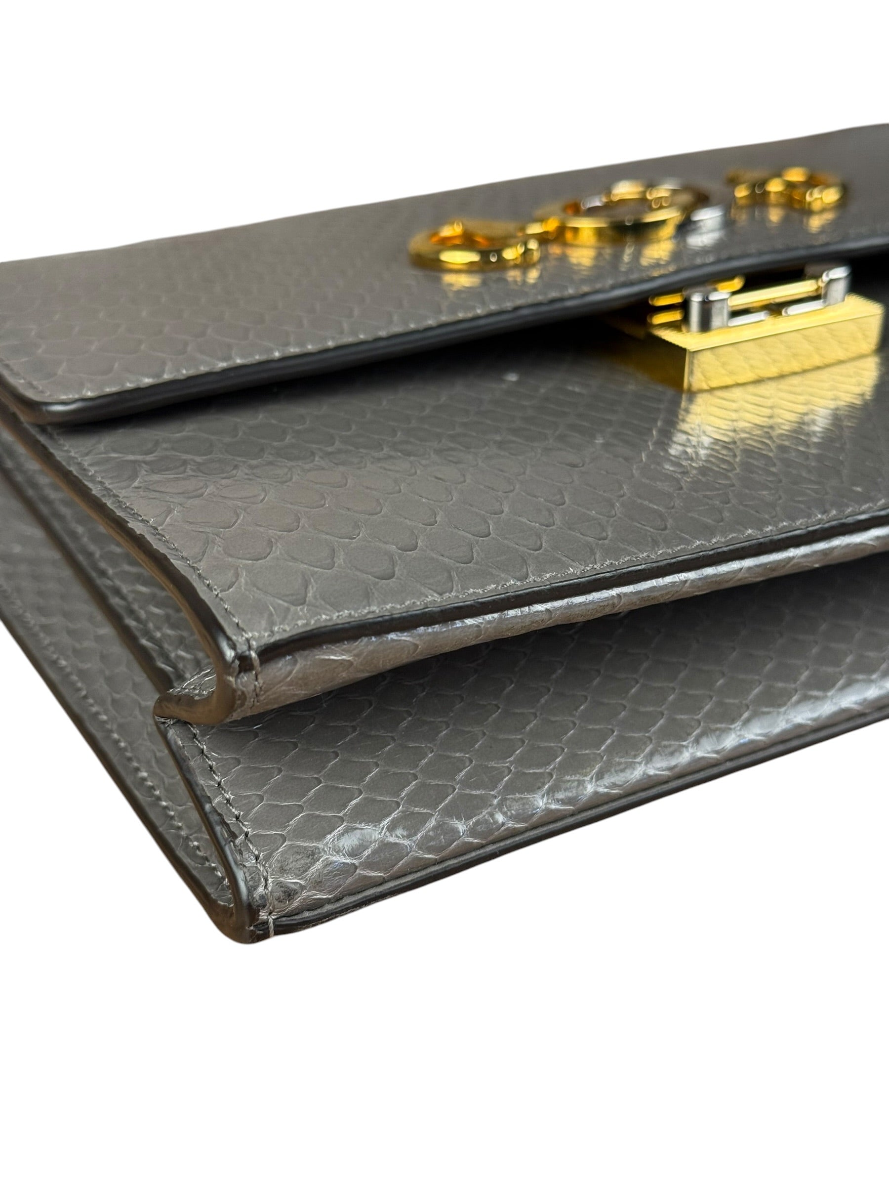 Gucci Zumi Grey Python Leather Small Shoulder Bag