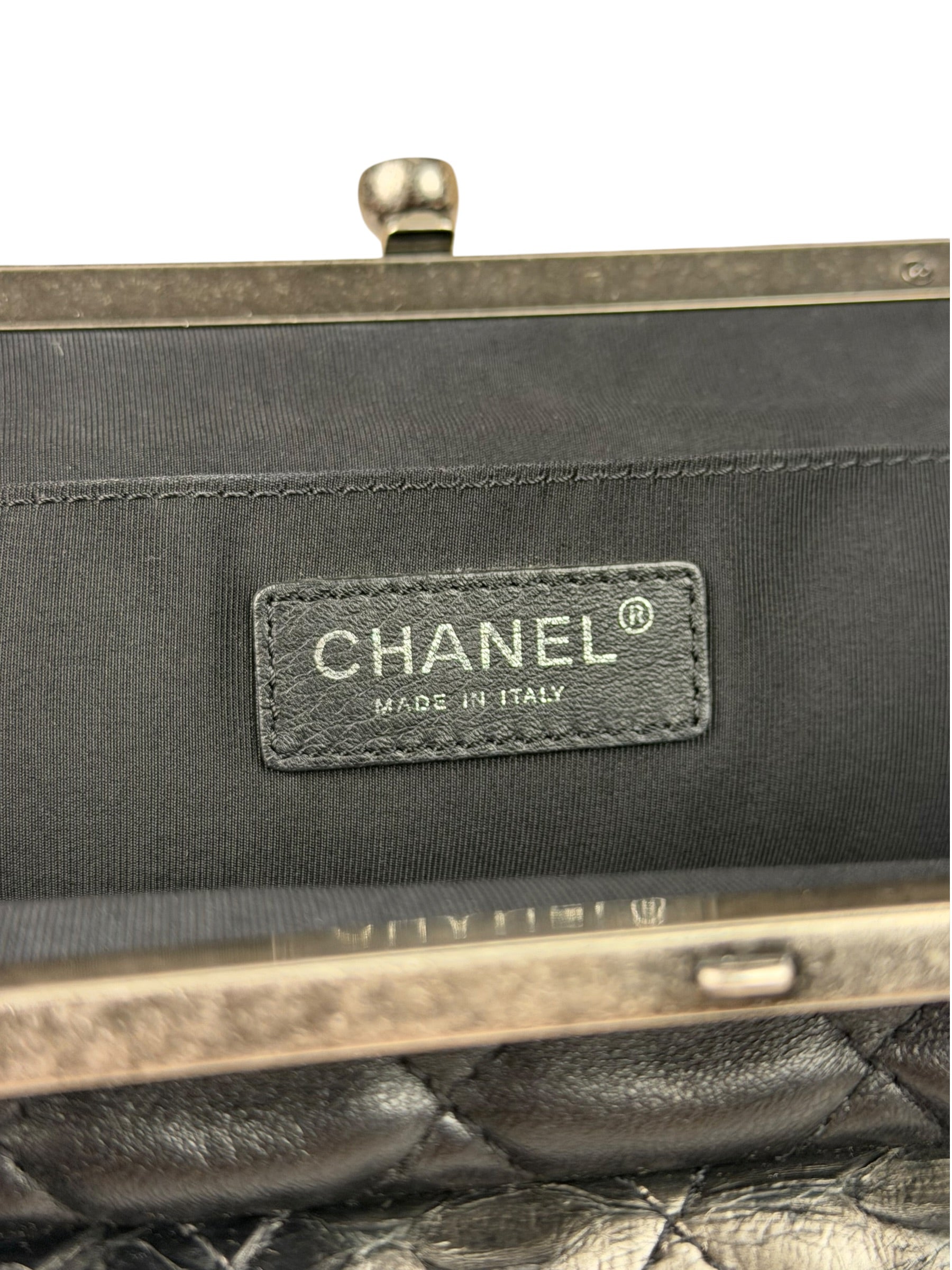 Chanel Black Python Leather Kiss-Lock Flap Bag 2015