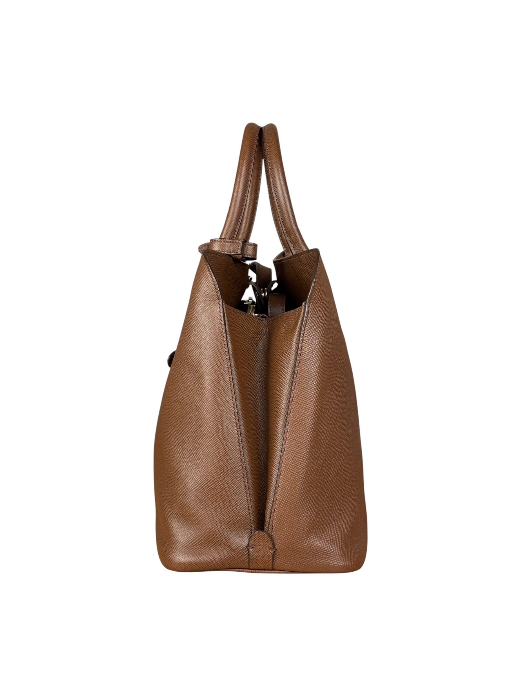 Prada Vintage Brown Leather Top Handle Bag