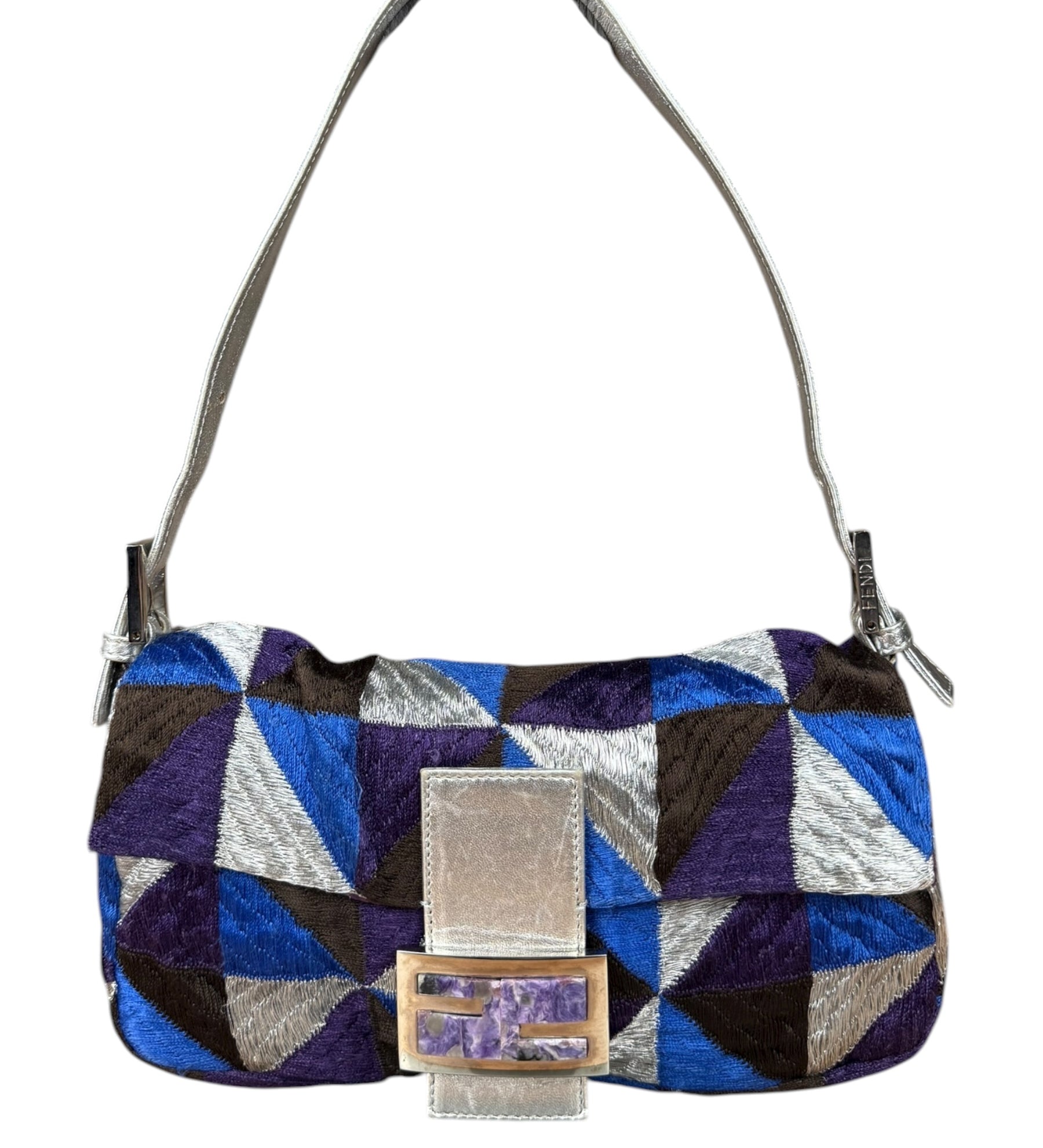 Fendi Vintage Embroidered Patchwork Baguette