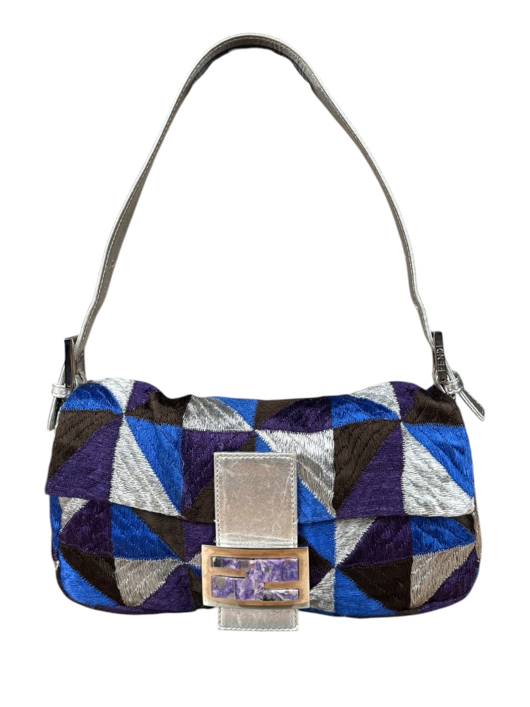 Fendi Vintage Embroidered Patchwork Baguette