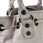 Balenciaga Baby Pink Leather Pompon Moto City 2Way Bucket Bag