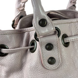 Balenciaga Baby Pink Leather Pompon Moto City 2Way Bucket Bag