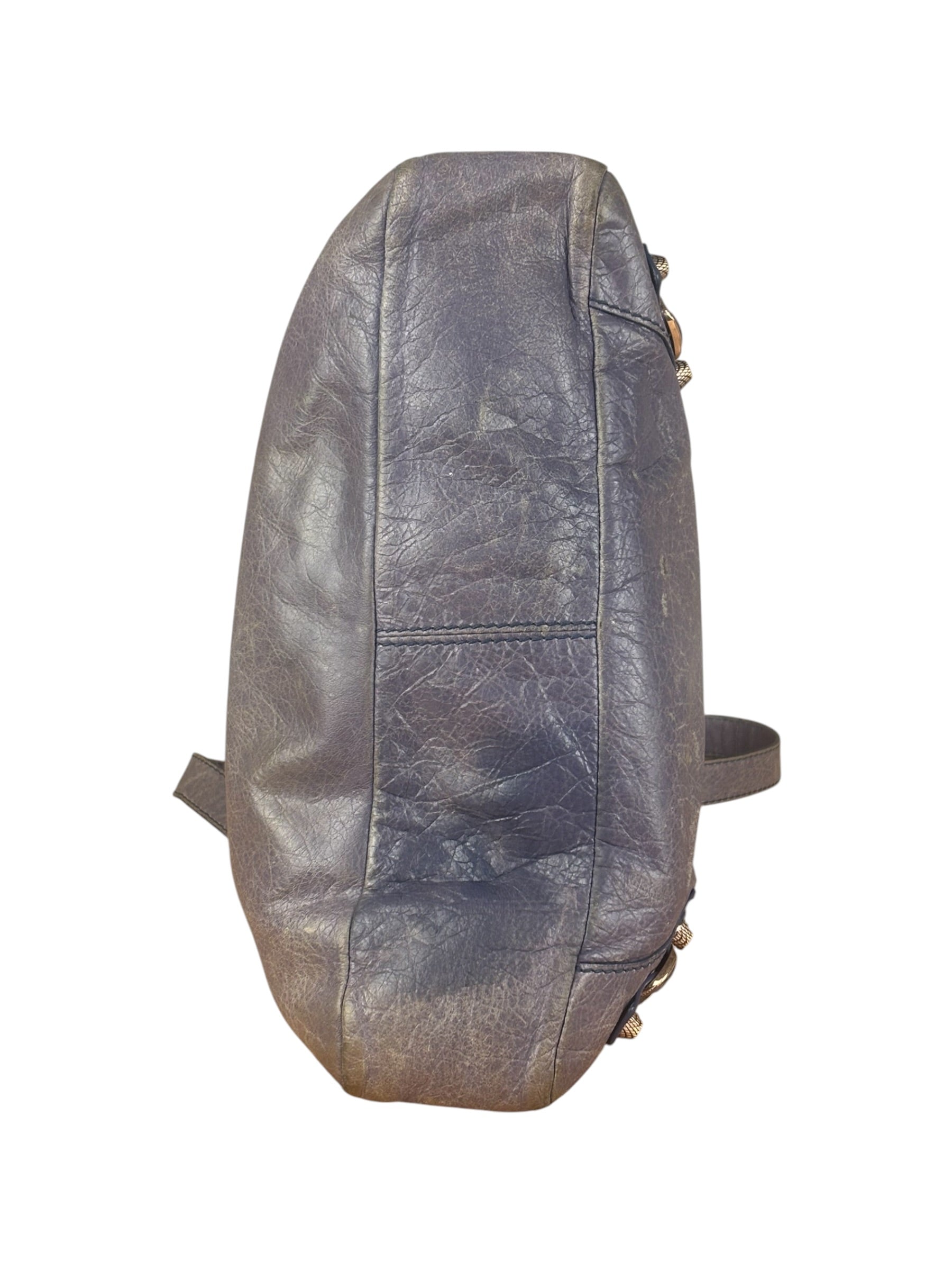 Balenciaga Vintage Distressed Purple Leather City Bag