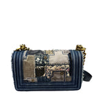 Chanel Blue Denim/Leather Trim Patchwork Boy Flap Bag 2014