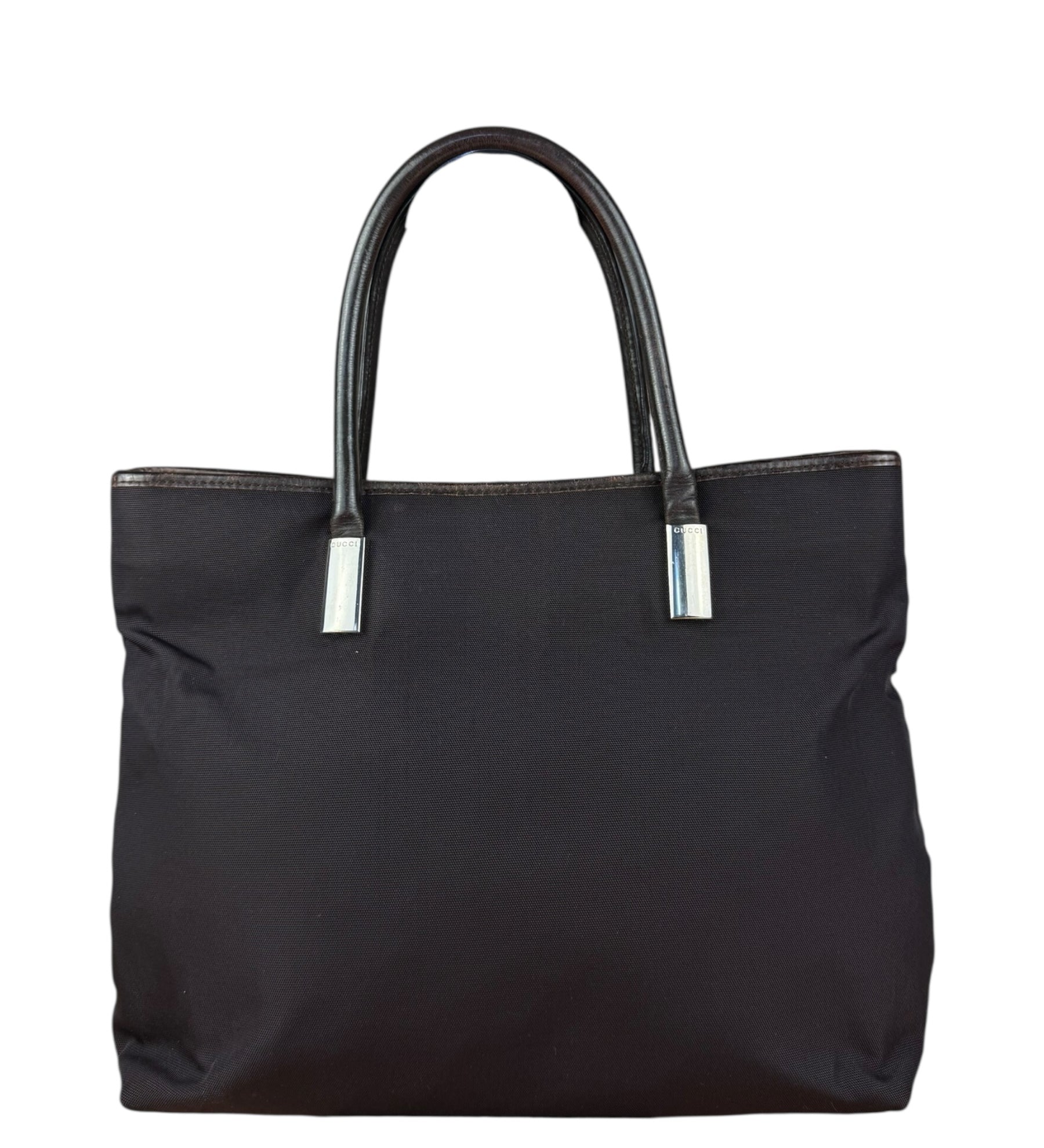 Gucci Vintage Brown Canvas Top Handle Tote