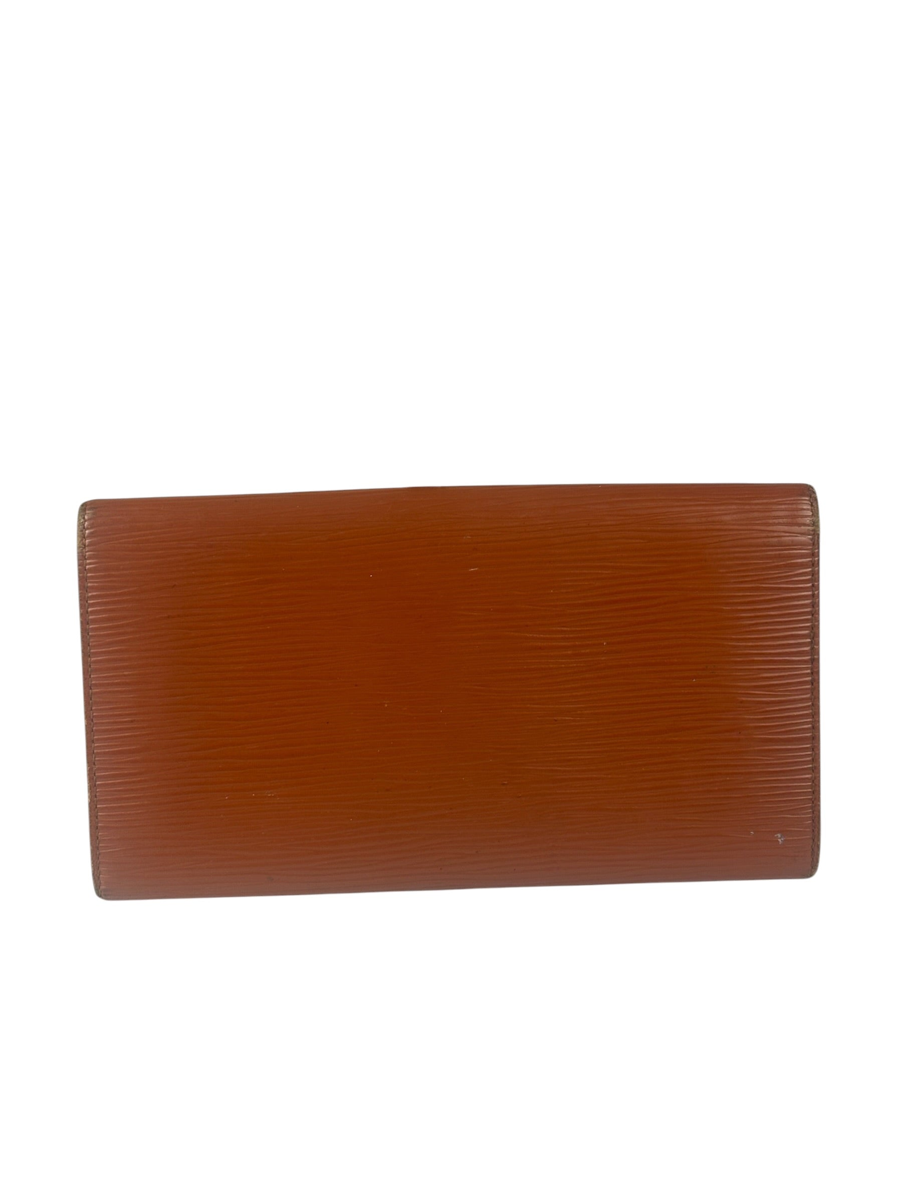 Louis Vuitton Orange Epi Leather Sarah Long Flap Wallet