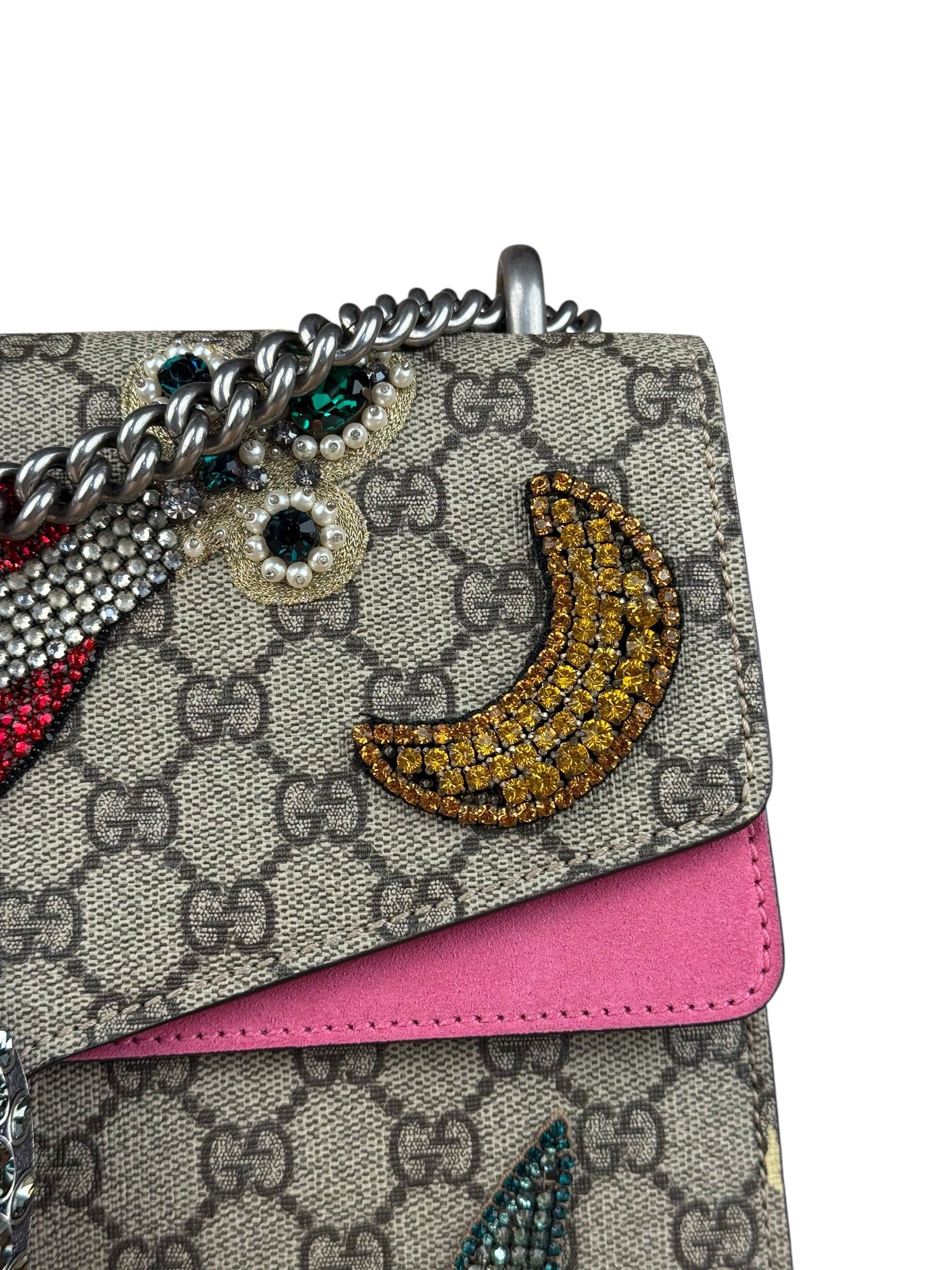 Gucci Pierced Heart Patches Dionysus Chain Shoulder Bag