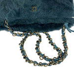 Chanel Dark Green Rabbit Fur/Leather Trim Shoulder Bag 2000