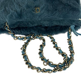 Chanel Dark Green Rabbit Fur/Leather Trim Shoulder Bag 2000