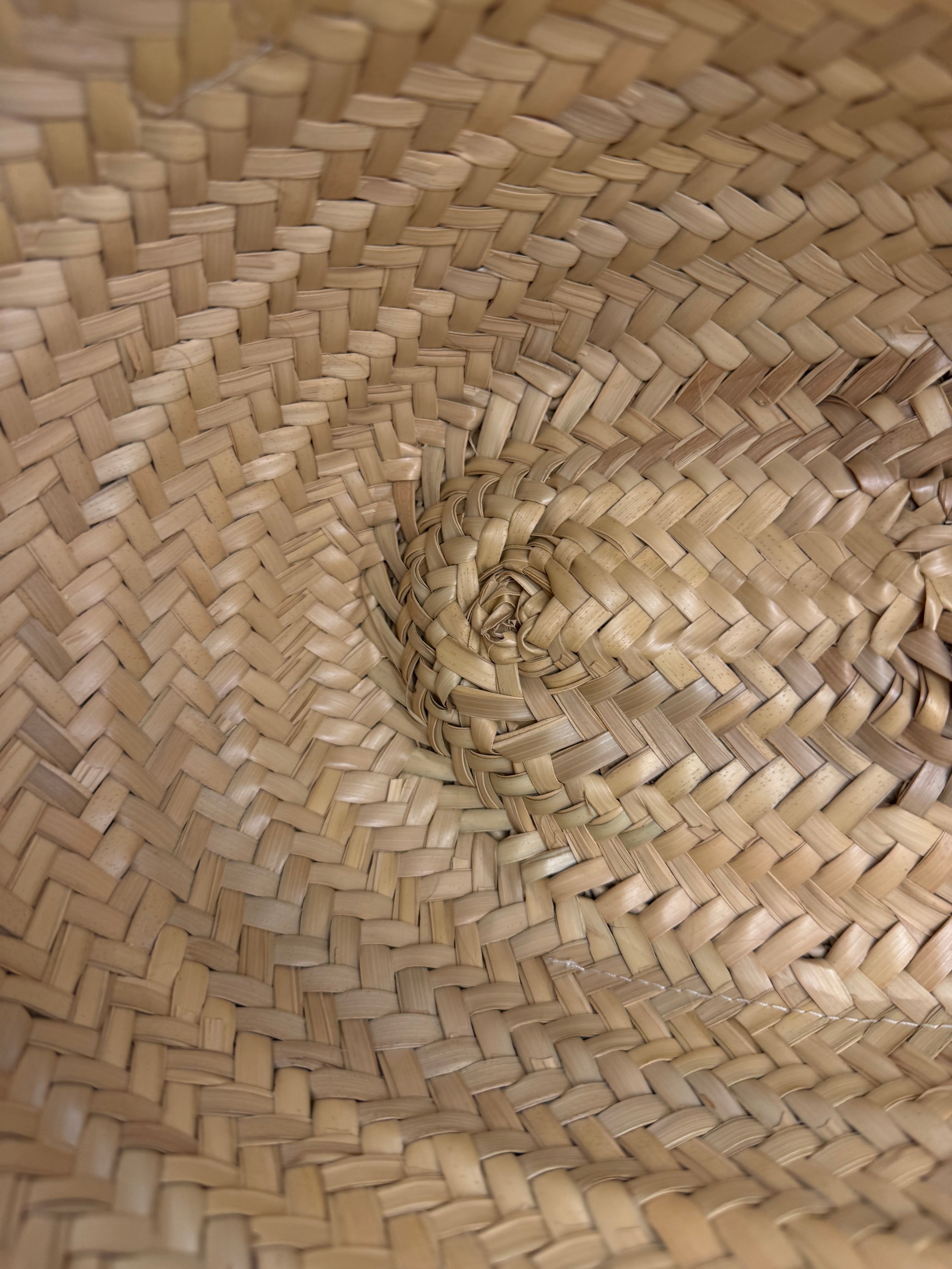 Loewe White Leather Raffia Basket Bag