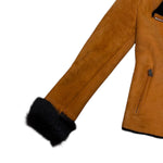 Armani Orange Suede Fur Lined Zip Up Jacket