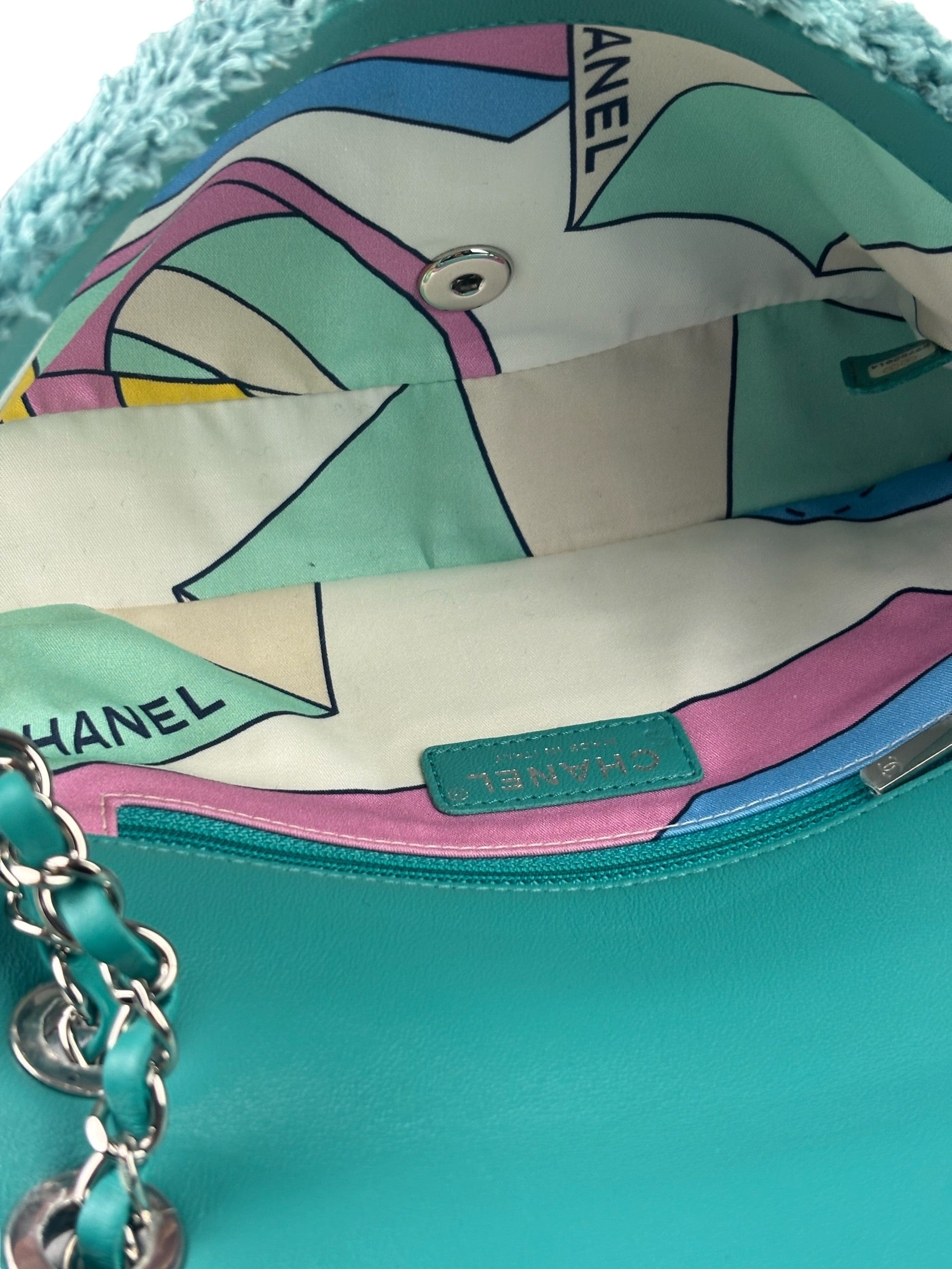 Chanel Mint Green Quilted Terry Cloth Coco Beach Flap Bag 2019