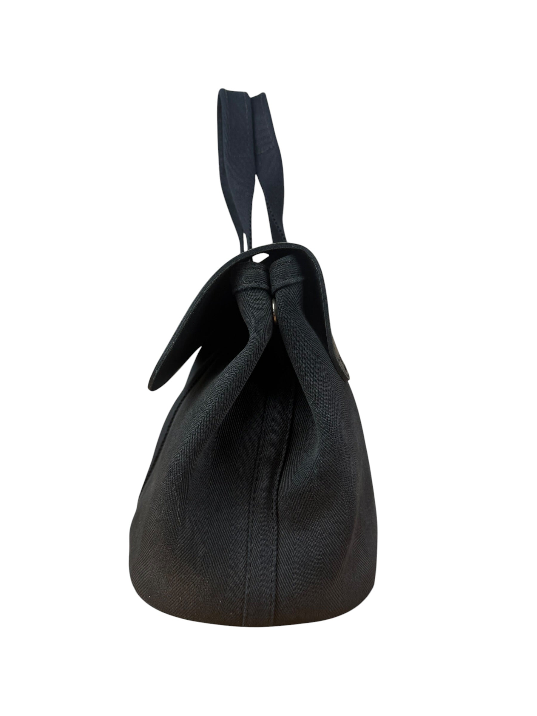 Hermes Black Canvas Leather Valparaiso Handbag