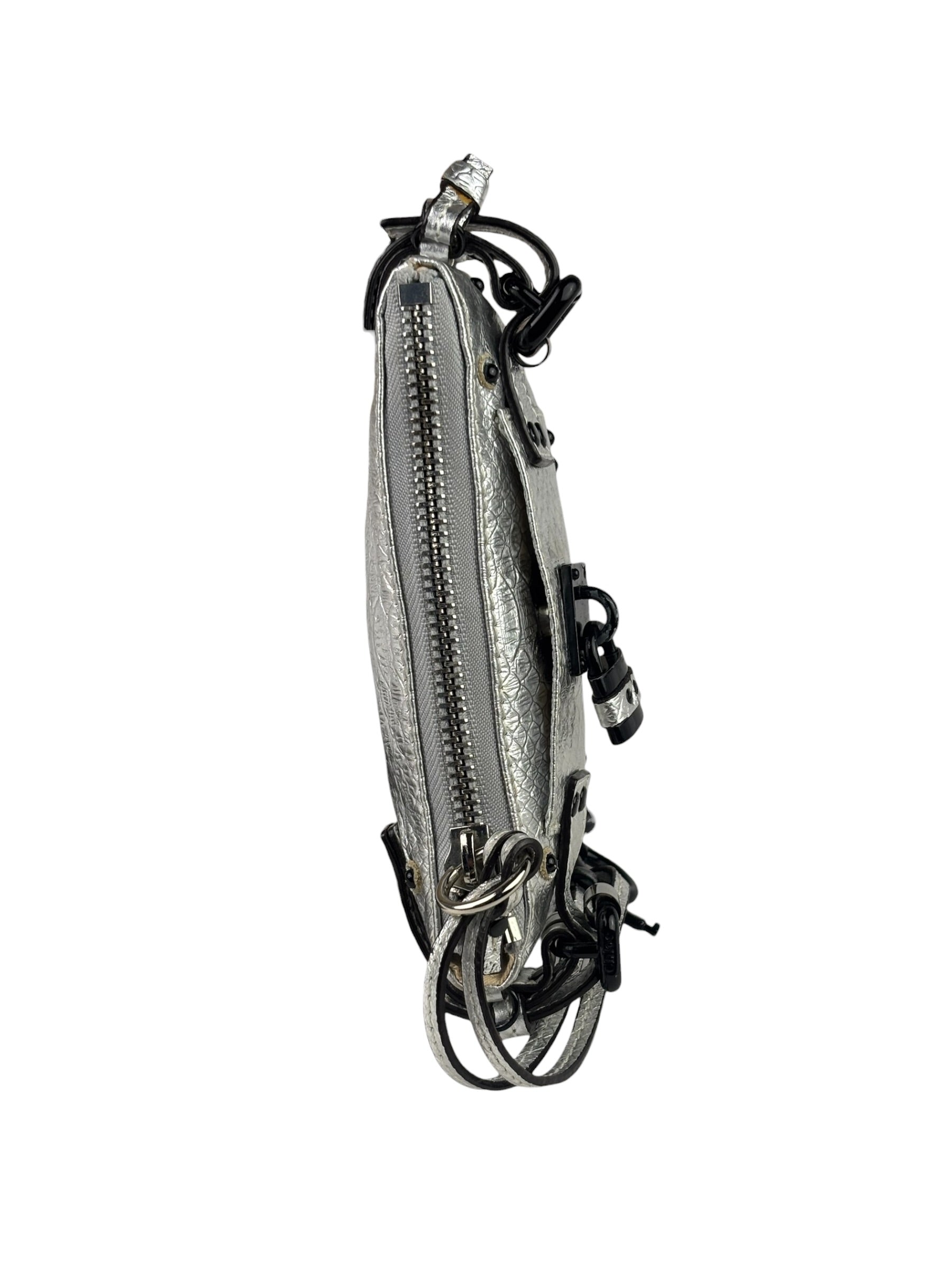Chloe Metallic Silver Leather Paddington Pochette