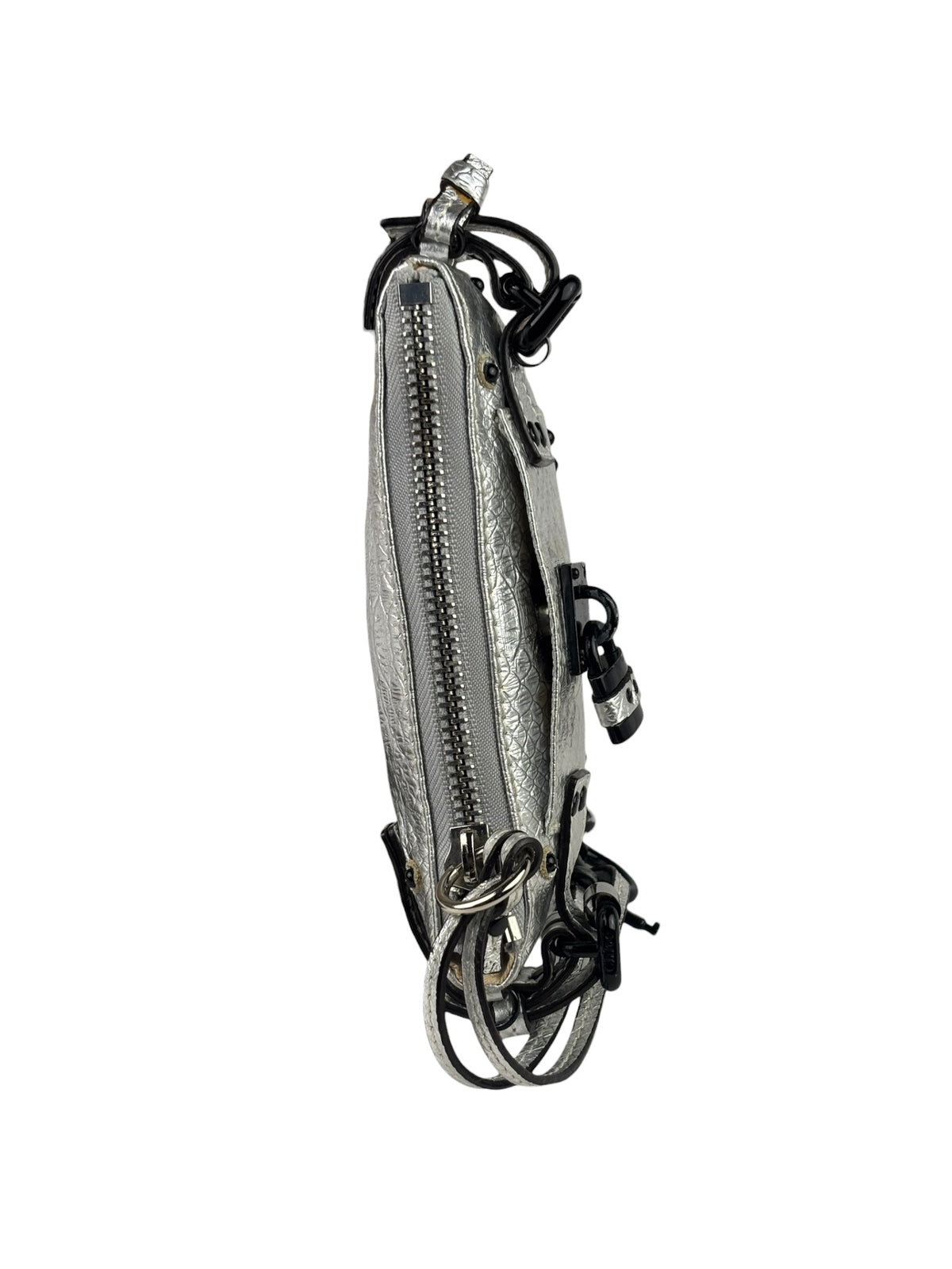 Chloe Metallic Silver Leather Paddington Pochette