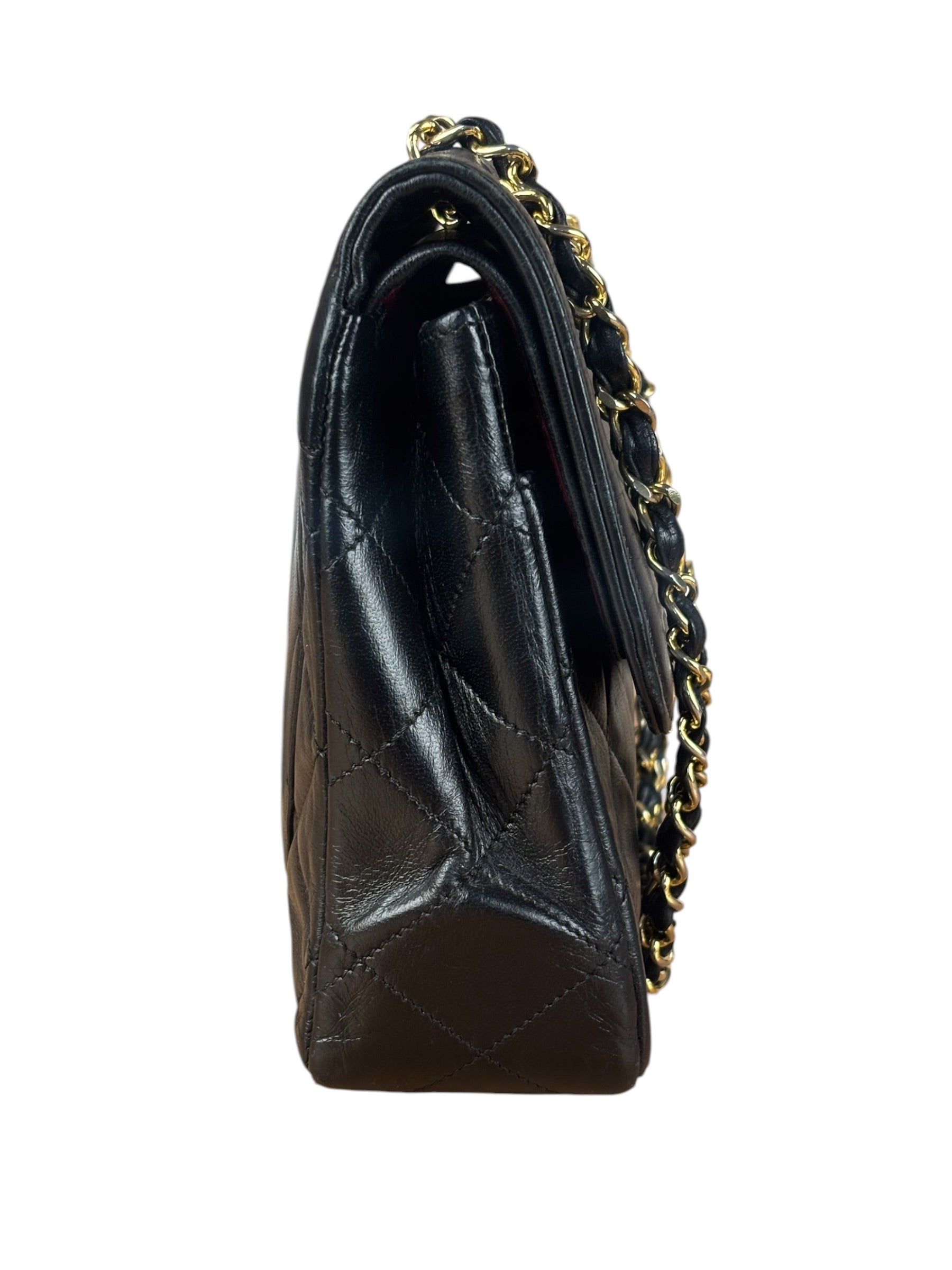 Chanel Black Quilted Two-Toned CC Double Flap Bag 90s