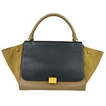 Celine Tri-Color Beige Leather/Suede Trapeze Medium Two-Way Bag