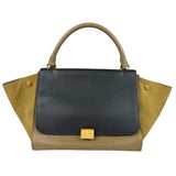 Celine Tri-Color Beige Leather/Suede Trapeze Medium Two-Way Bag