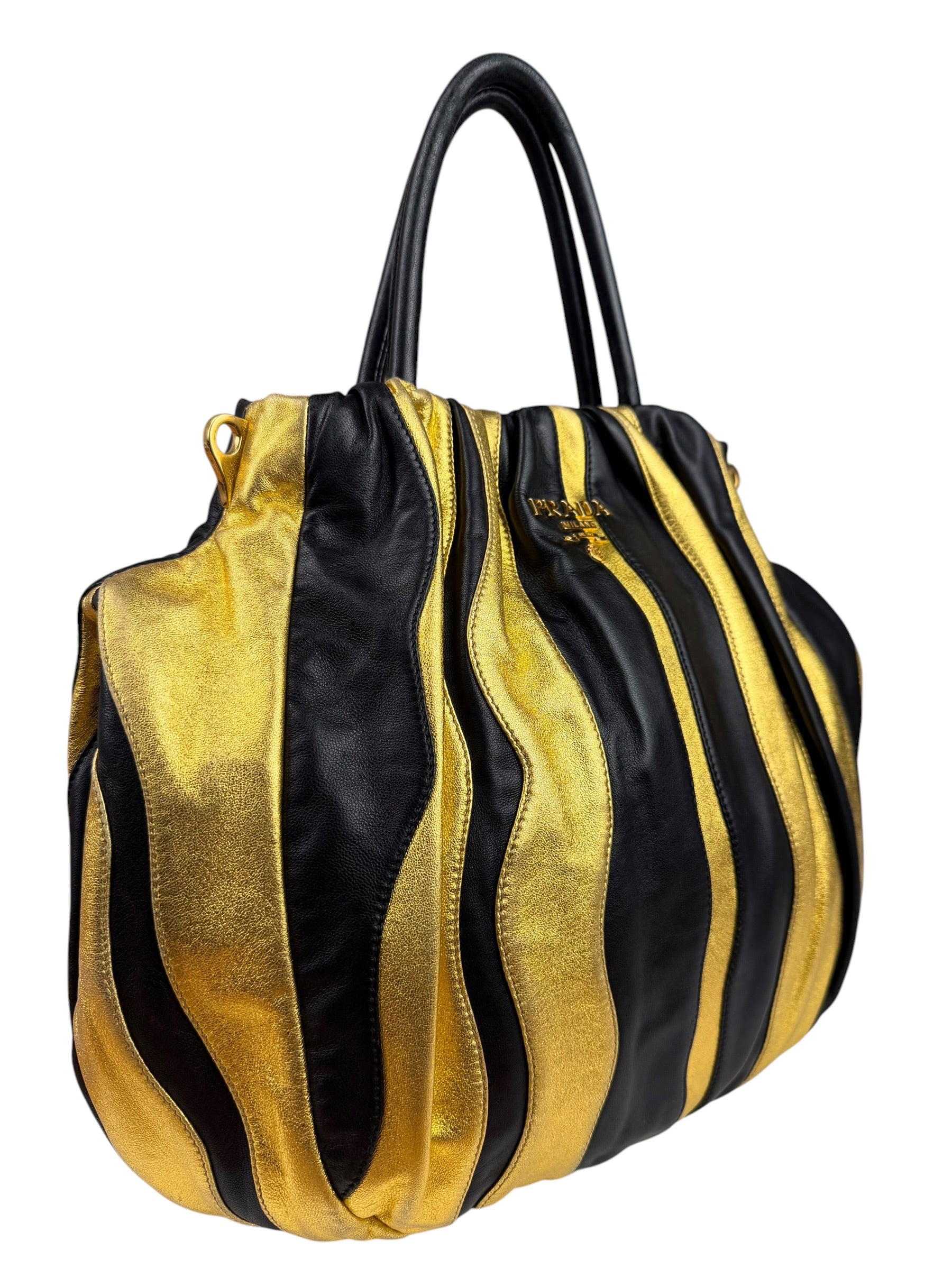 Prada Bicolor Leather Nappa Waves Tote Bag