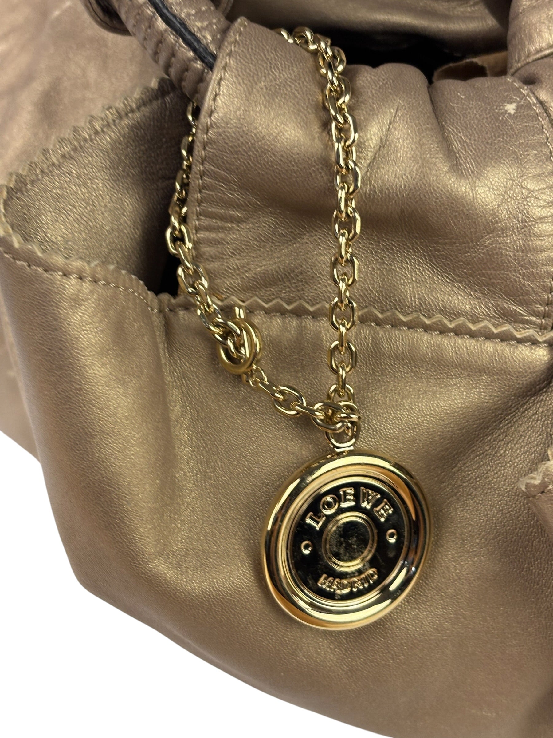 Loewe Metallic Gold Leather Nappa Aire Handbag
