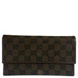 Gucci Brown Leather Trim GG TriFold Long Wallet