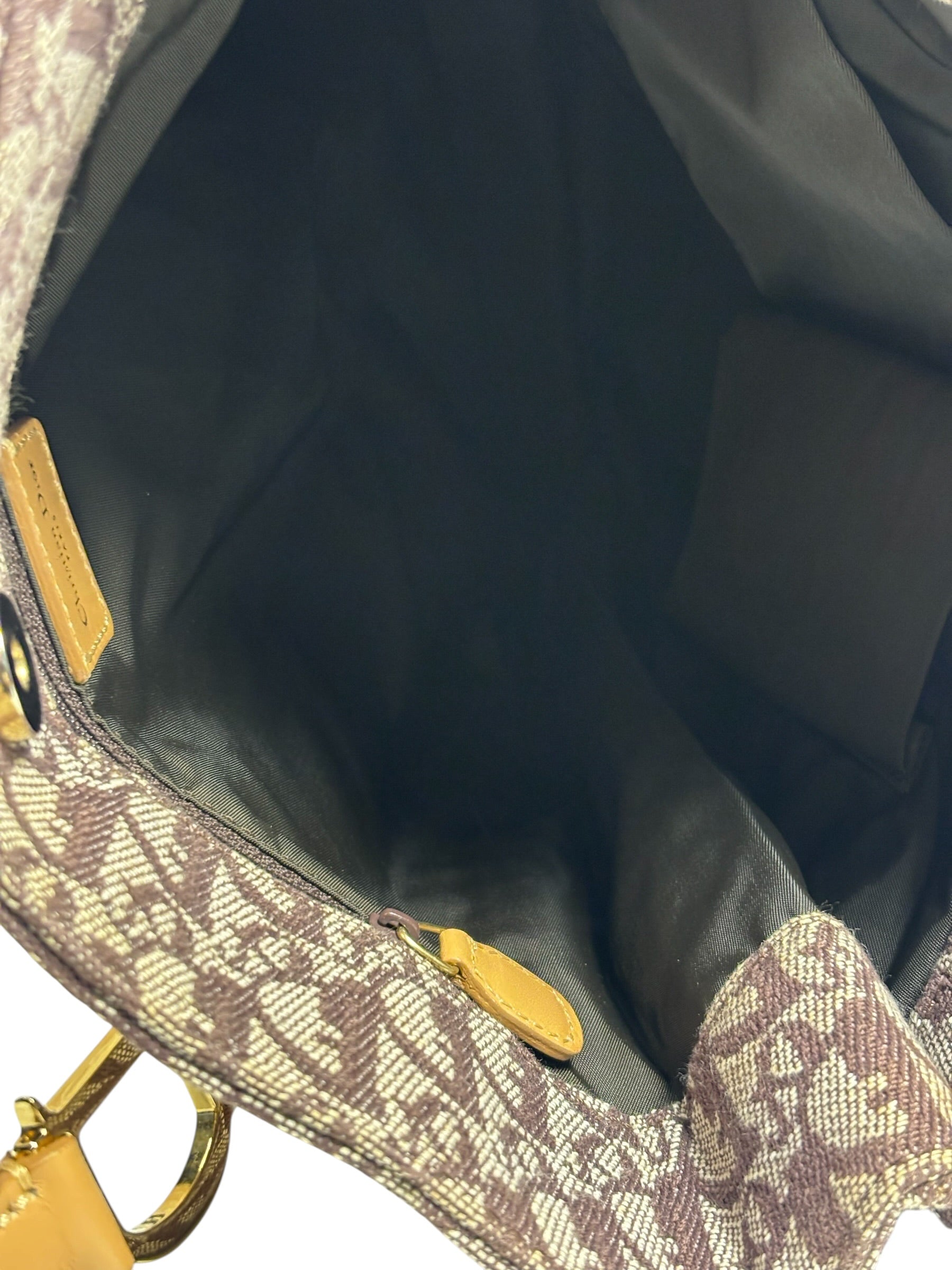 Christian Dior Brown Leather Trim Canvas Trotter Tote