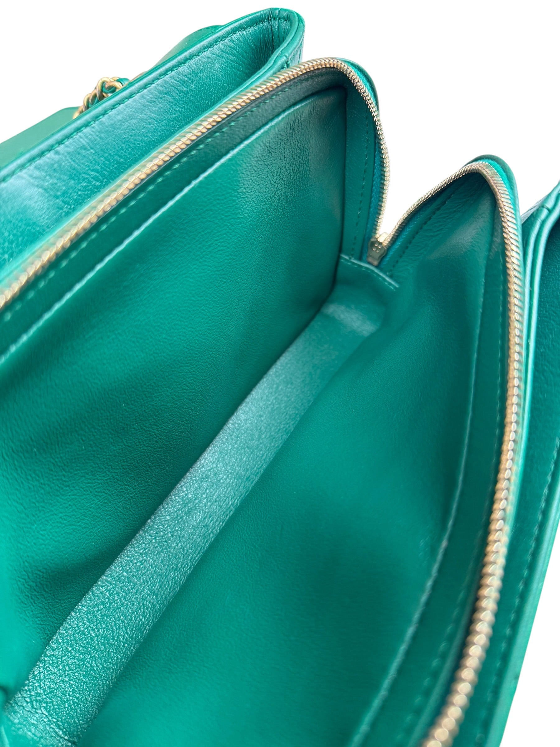 Chanel Green Lambskin Shoulder Bag 2018