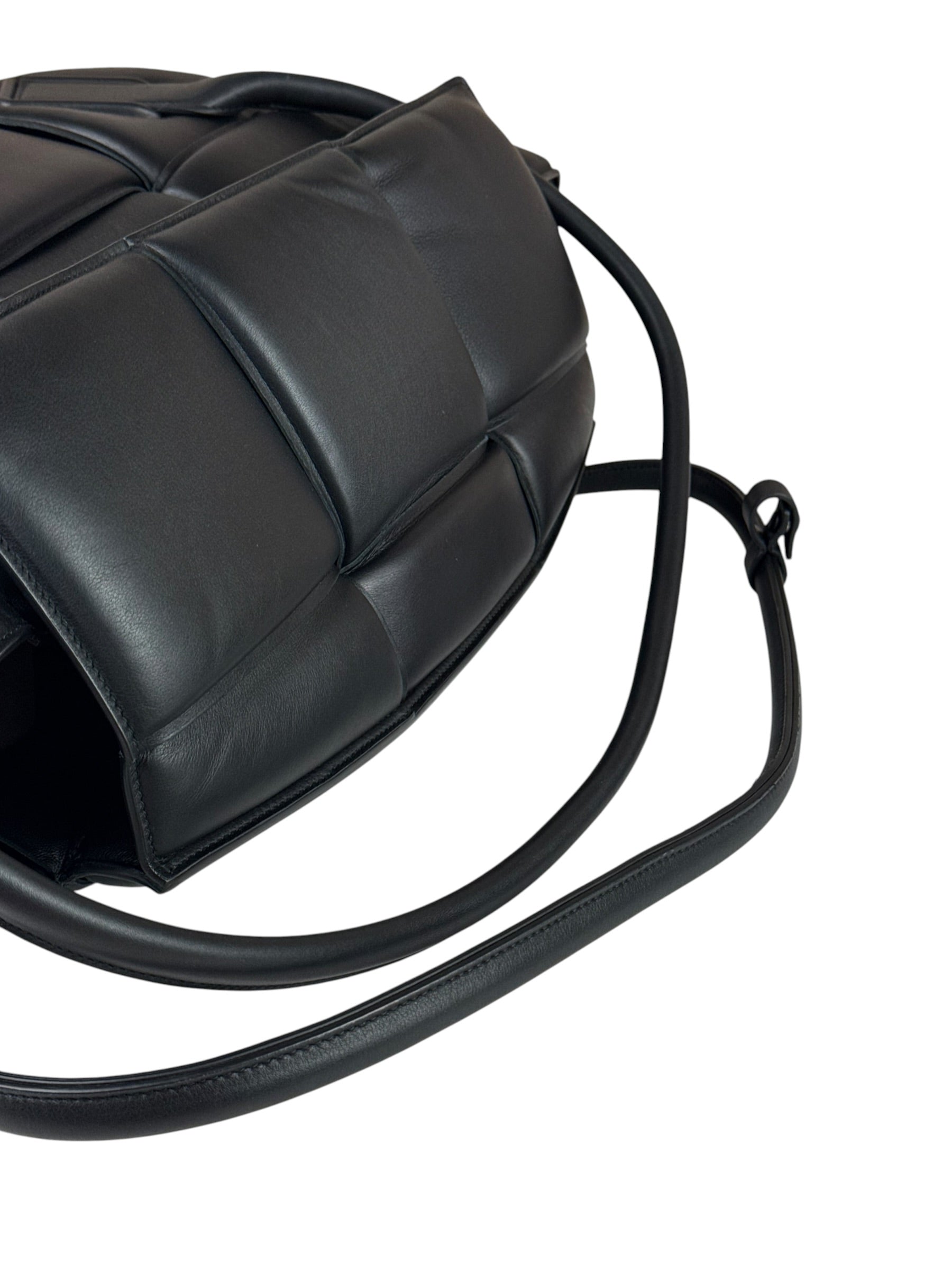 Bottega Veneta Black Nappa Leather Maxi Intrecciato Padded Large Arco Shoulder Bag