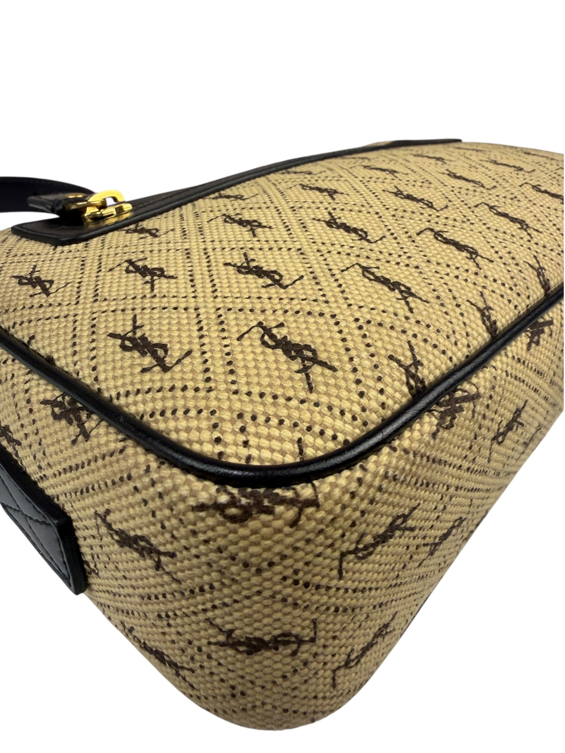 Saint Laurent YSL Beige Logo Print Crossbody Bag
