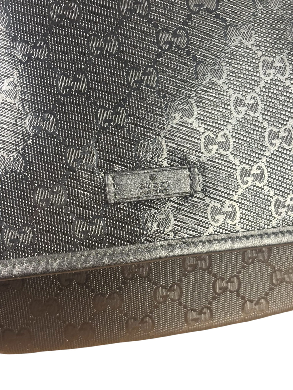 Gucci Black PVC GG Flap Messenger Bag