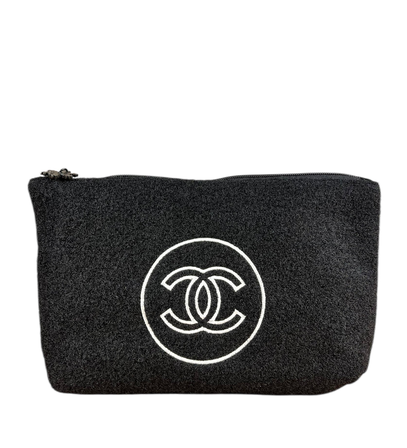 Chanel CC Beauty Fuzzy Cosmetic Zip Pouch