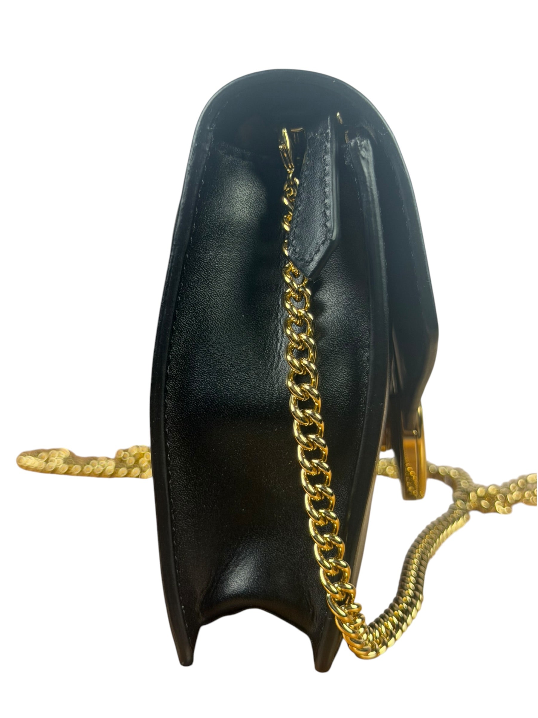 Fendi Black Leather Envelope Wallet On Chain