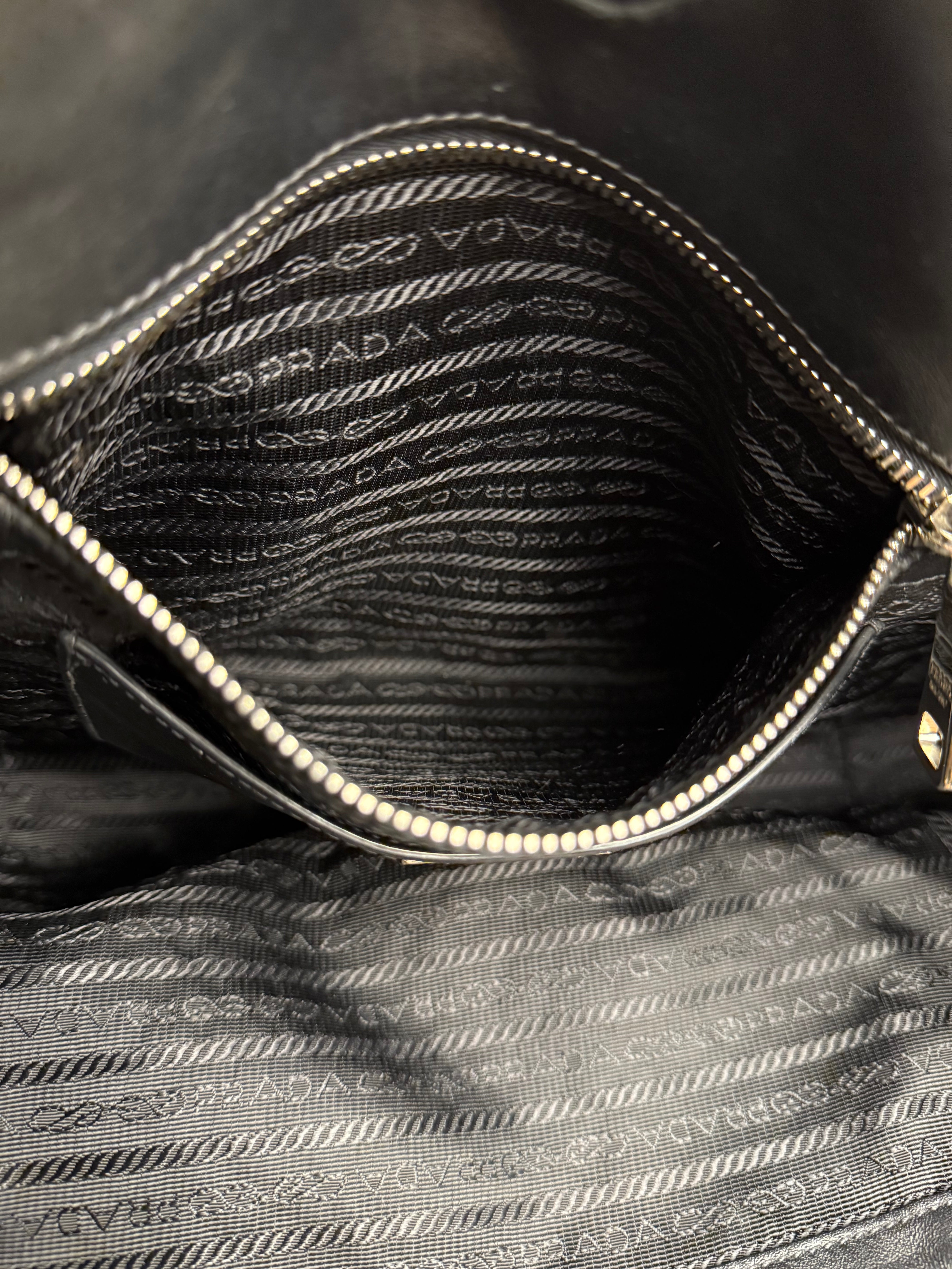 Prada Black/Burgundy Leather Shoulder Tote