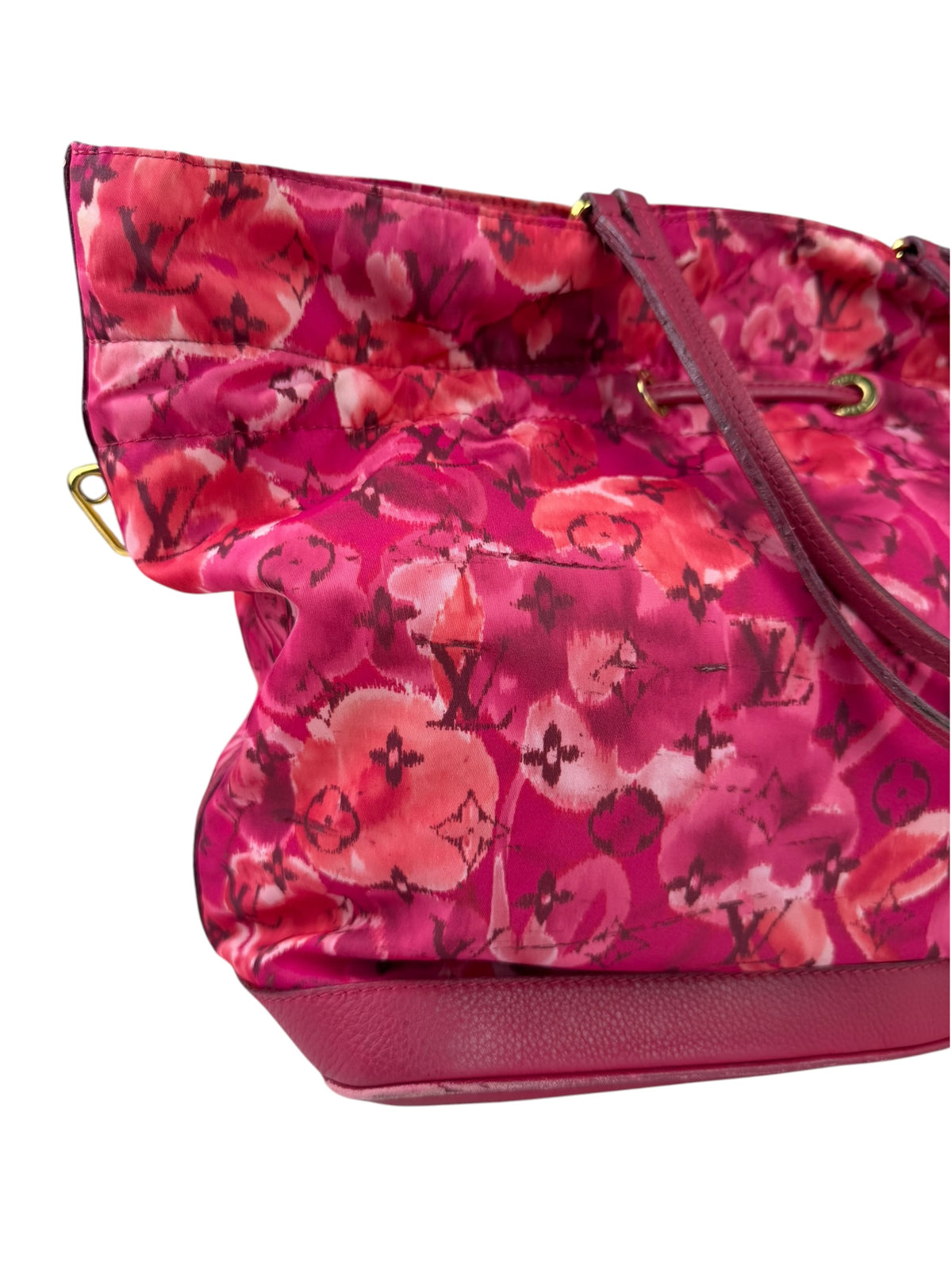 Louis Vuitton Pink Leather Trim Floral Ikat Noefull PM