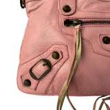 Balenciaga Pink Lambskin Motocross Classic City Two-Way Bag