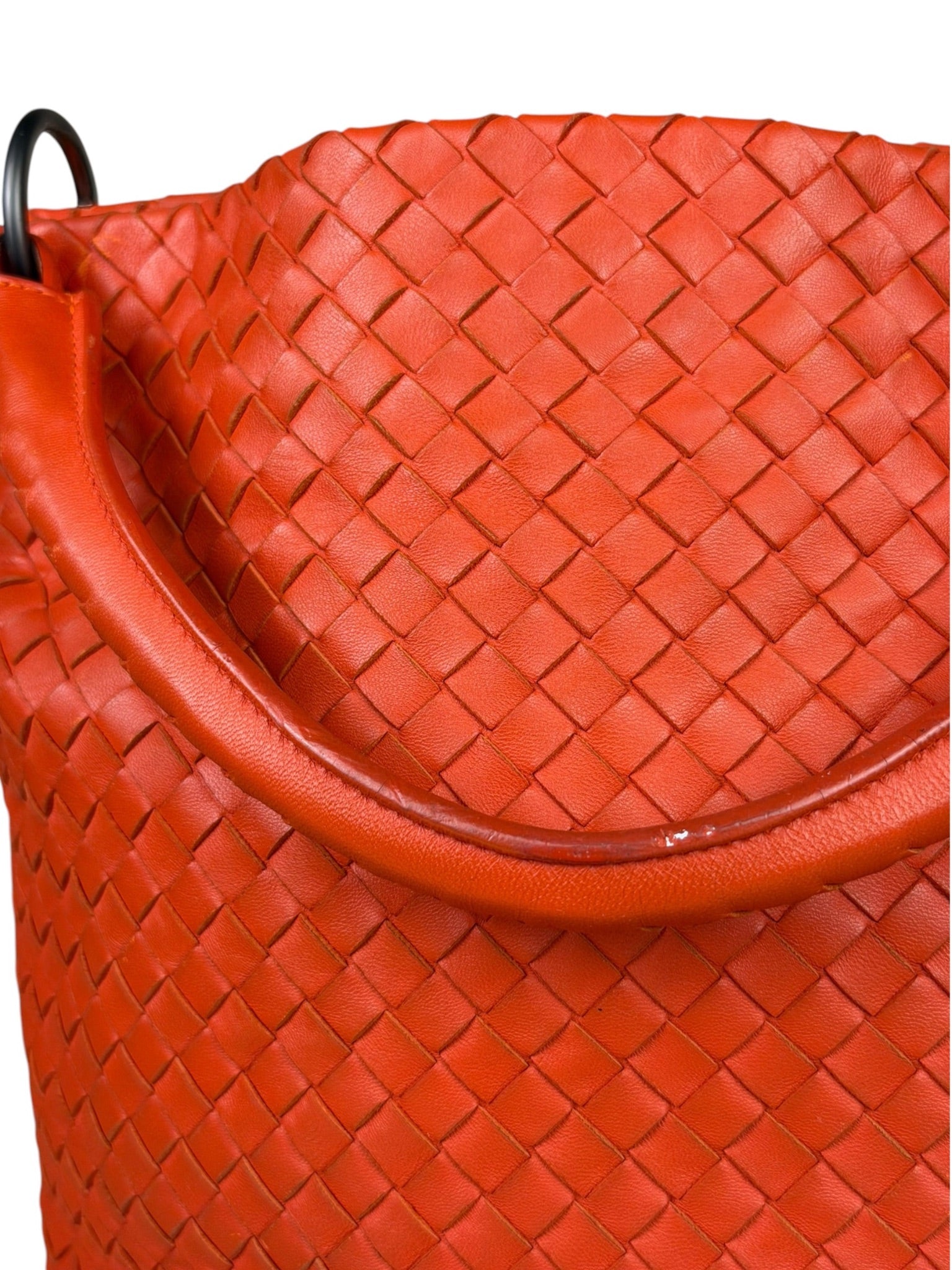 Bottega Veneta Sunset Orange Intrecciato Leather Hobo Tote