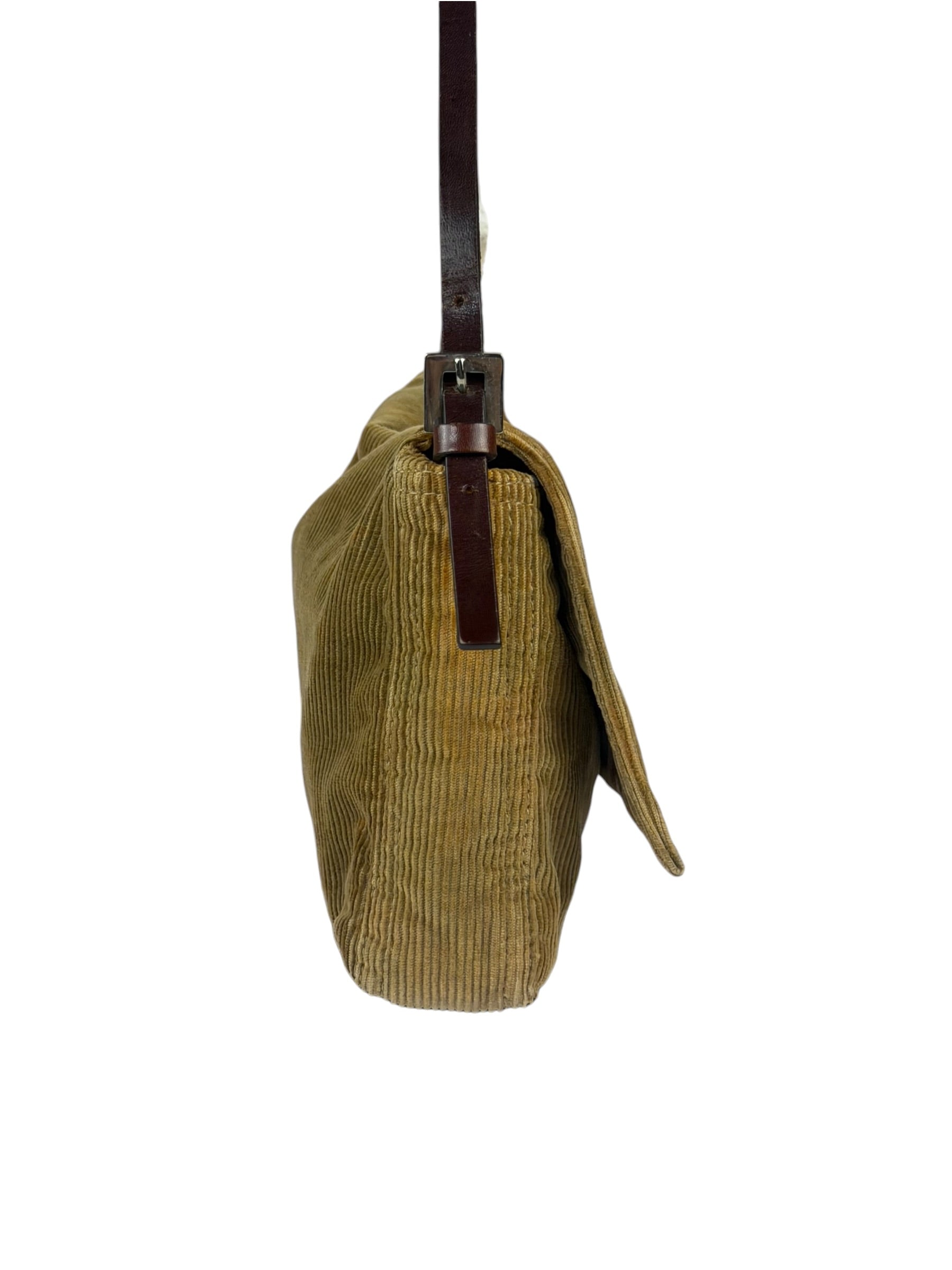 Fendi Brown Corduroy Baguette Shoulder Bag