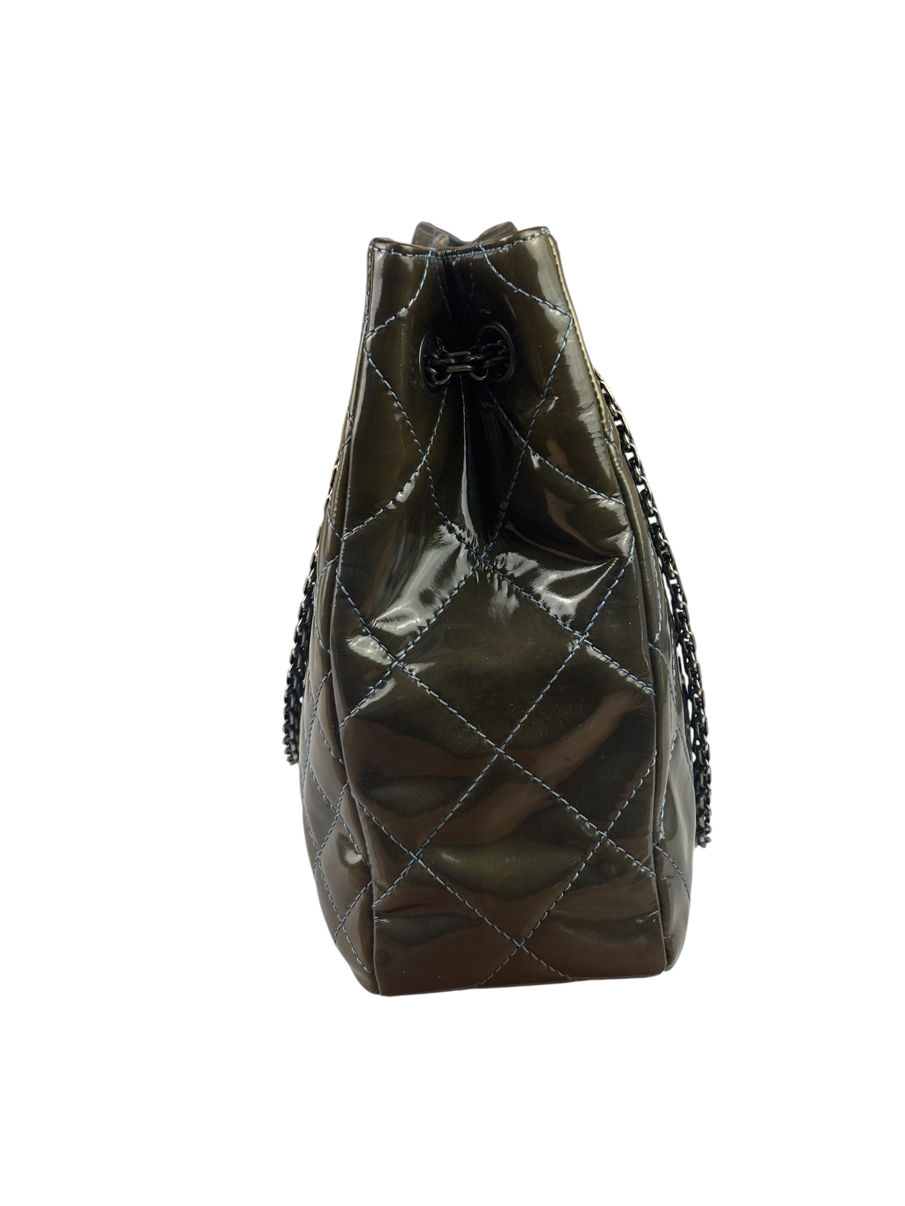 Chanel Green Quilted Patent Leather Reissue XL Tote 2011