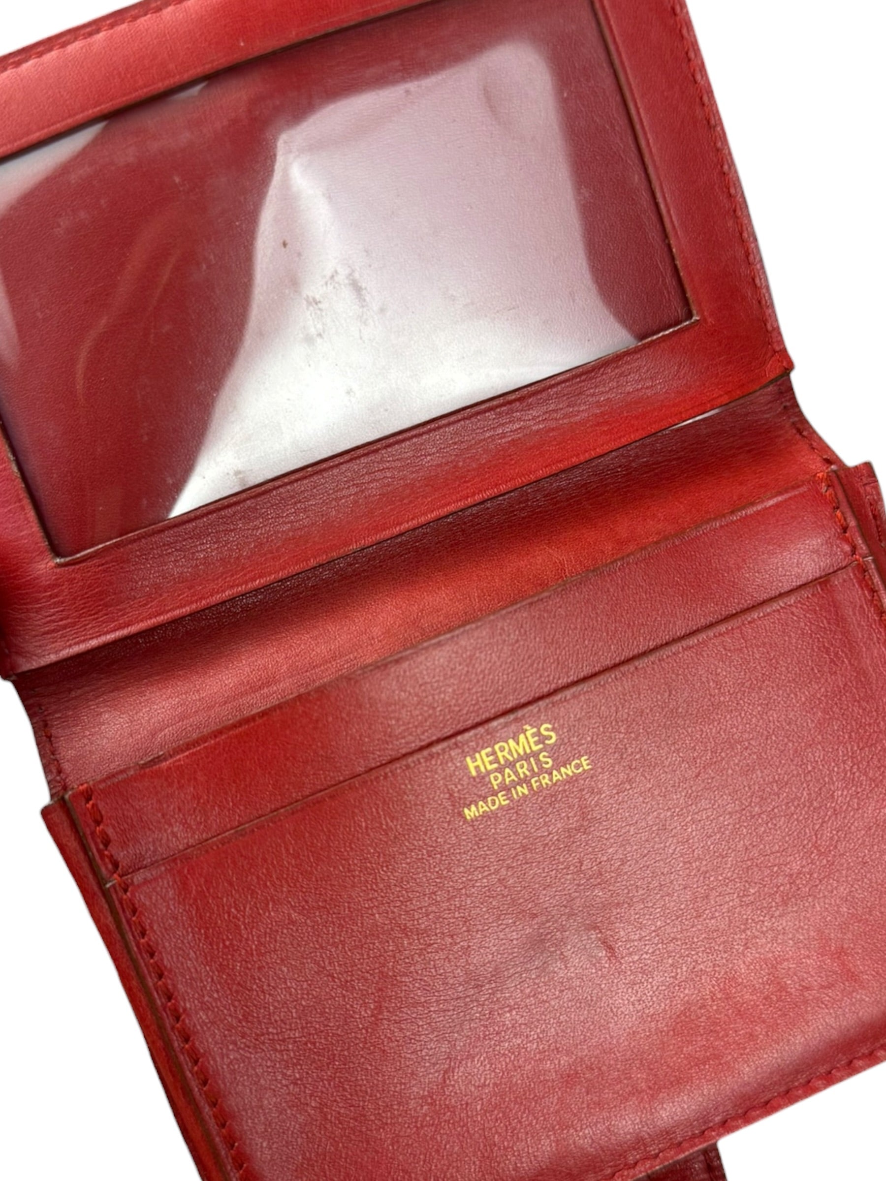 Hermes Red Leather Saumur Diane Boxcalf Cardholder